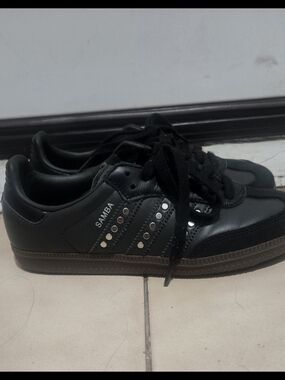 adidas Samba Women's Black Sneakers with Silver Studs